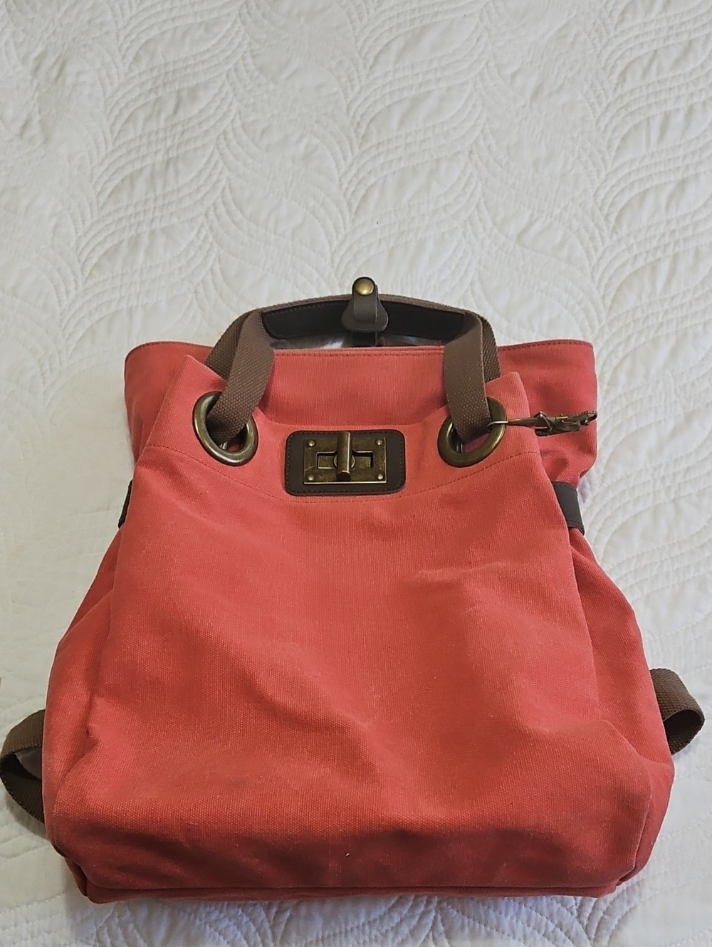 Zede Pont Des Arts Canvas Backpack in Coral Red with Matching  Pouches